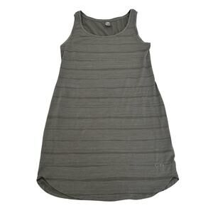 Icebreaker Merino Tank Shirt Dress Size M Stone Gray Stripped Cool Lite